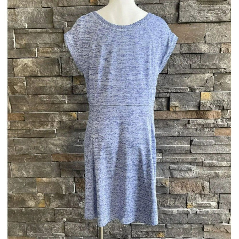 Talbots Heathered Blue Knit Dress Short Sleeves Comfort Size Medium - Picture 2 of 3